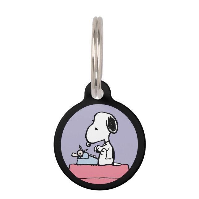 Médaillon Pour Animaux cacahuètes | Snoopy à la machine à écrire (Devant)