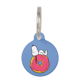 Médaillon Pour Animaux cacahuètes   Snoopy Donut rose