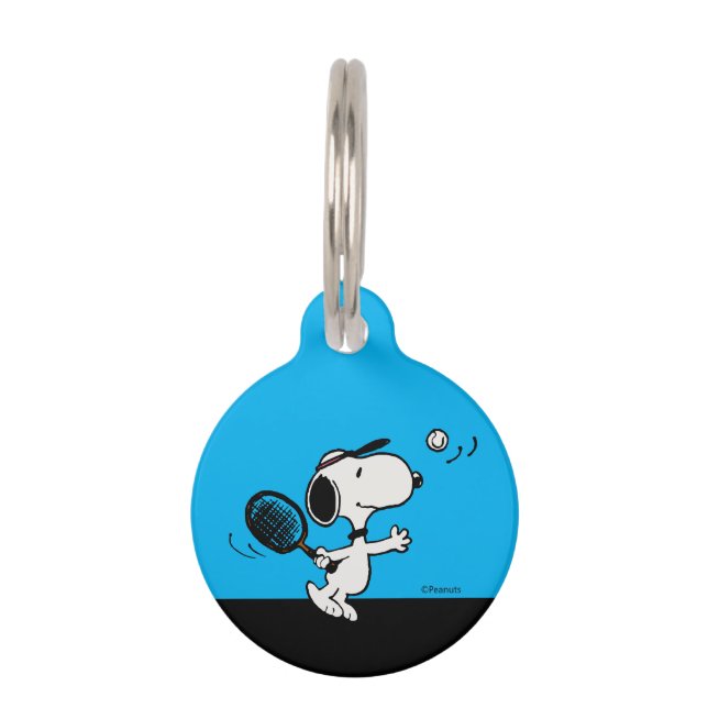 Médaillon Pour Animaux cacahuètes | Snoopy Joue Au Tennis (Devant)