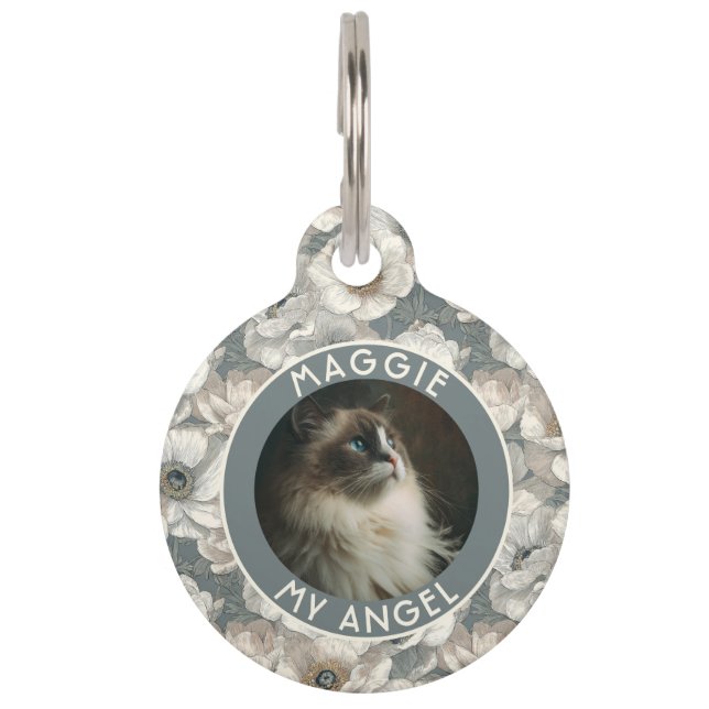 Médaillon Pour Animaux Cadeau Amoureux de Chien Tendance Anémones Floral (Devant)