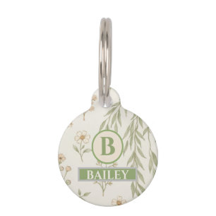 Médaillon Pour Animaux Cadeau Bohème Monogramme Cottagecore