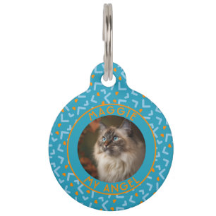 Médaillon Pour Animaux Cadeau Chat Bold Memphis Imprimé