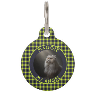 Médaillon Pour Animaux Cadeau Chat Gras Motif Carreaux