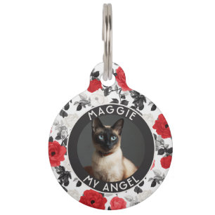 Médaillon Pour Animaux Cadeau Classique pour Amateur de Chats Rose Fleur