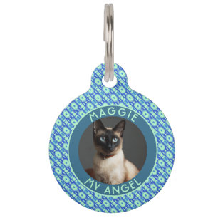 Médaillon Pour Animaux Cadeau d'amant de chat coloré impression ethnique