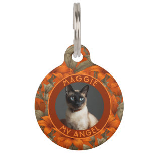 Médaillon Pour Animaux Cadeau de chat personnalisé motif lys