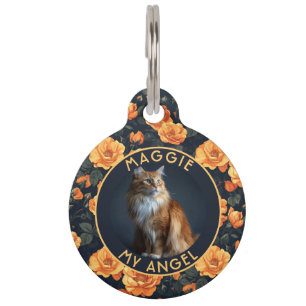 Médaillon Pour Animaux Cadeau de chat personnalisé Rose Floral