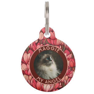 Médaillon Pour Animaux Cadeau de chat personnalisé tendance motif tulipe
