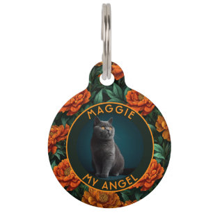 Médaillon Pour Animaux Cadeau de chien personnalisé gras Motif de pivoine