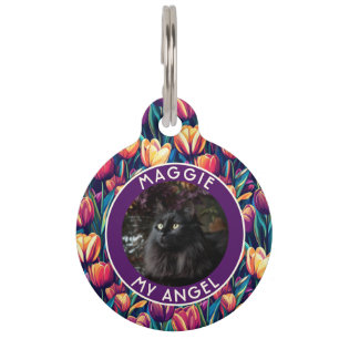 Médaillon Pour Animaux Cadeau de tulipe de fleur de maman de chat personn