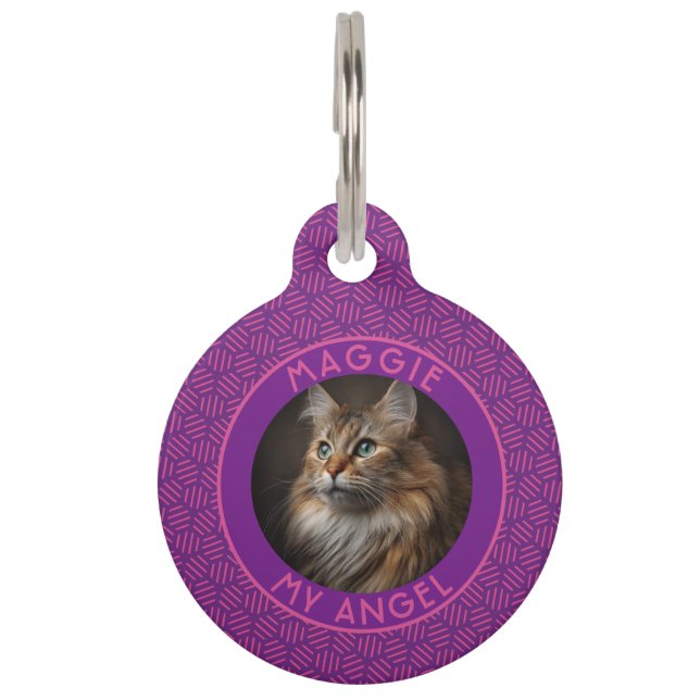 Médaillon Pour Animaux Cadeau Élégant Chat Hexagone (Devant)