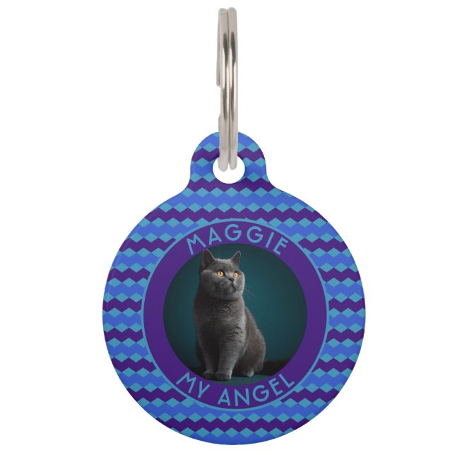 Médaillon Pour Animaux Cadeau Élégant pour Maman Chat Chevron (Devant)