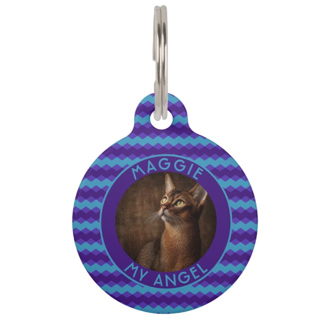 Médaillon Pour Animaux Cadeau élégant pour papa chat à chevron (Devant)