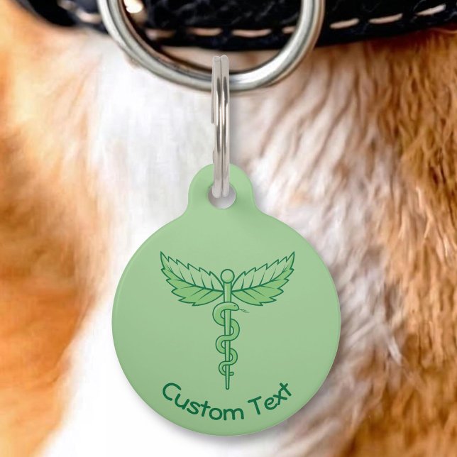 Médaillon Pour Animaux Caducée avec étiquette d'identification de feuille (Créateur téléchargé)