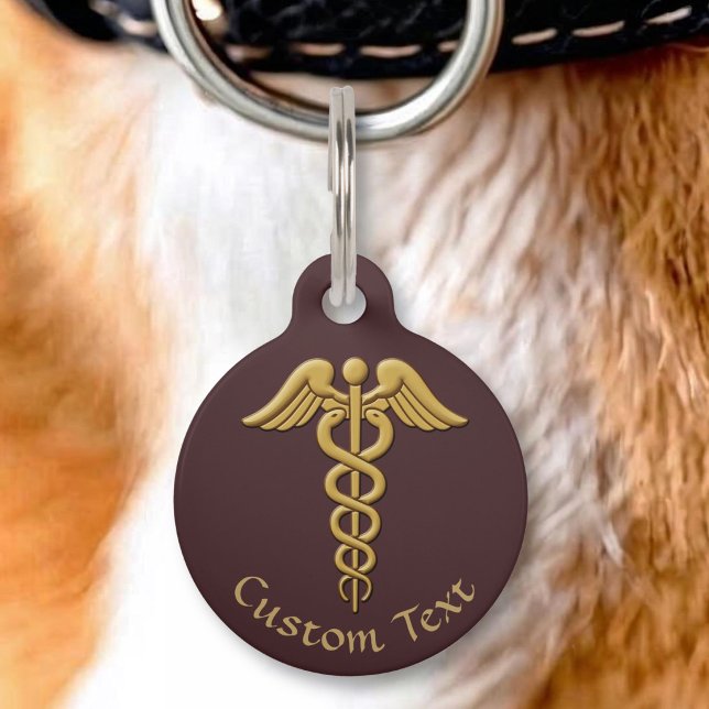 Médaillon Pour Animaux Caducée double serpent doré (Créateur téléchargé)