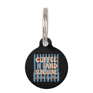 Médaillon Pour Animaux  Café Rétro Groovy et Soleil Mieux Ensemble 