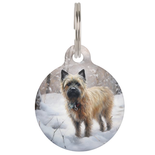 Médaillon Pour Animaux Cairn Terrier Qu'Il Neige Noël (Devant)