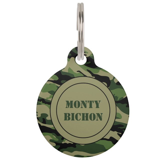 Médaillon Pour Animaux Camo Camouflage infiltré Personnalisé (Devant)