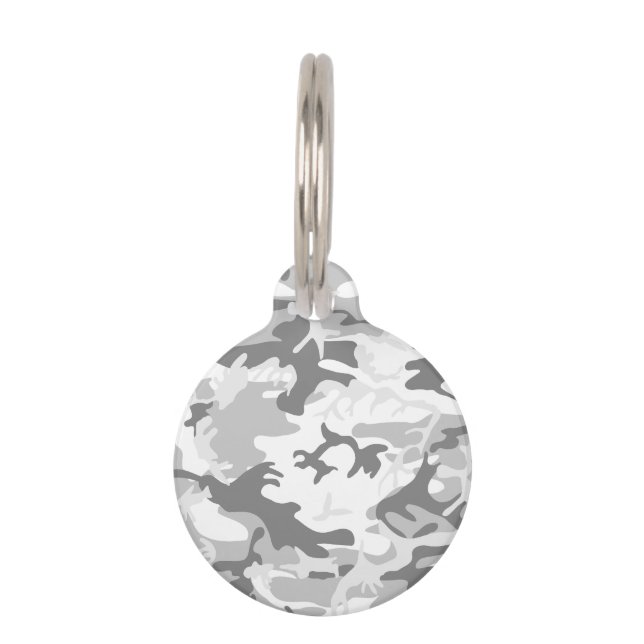 Médaillon Pour Animaux Camouflage gris neige d'hiver, Militaire, Armée (Devant)