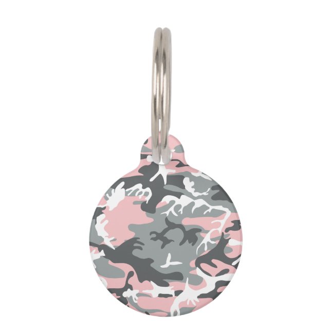Médaillon Pour Animaux Camouflage rose et gris, Militaire, Armée (Devant)