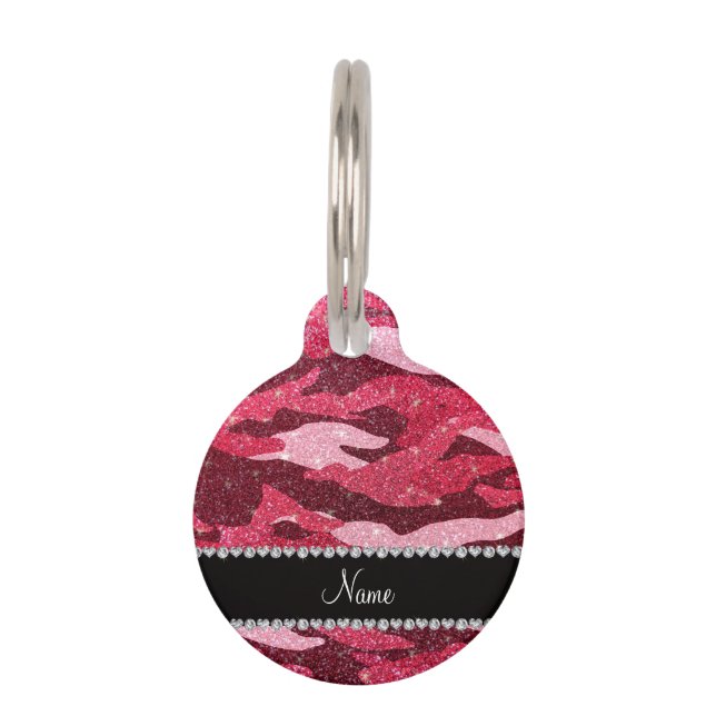 Médaillon Pour Animaux Camouflage rose fuchsia nommé personnalisé de (Devant)
