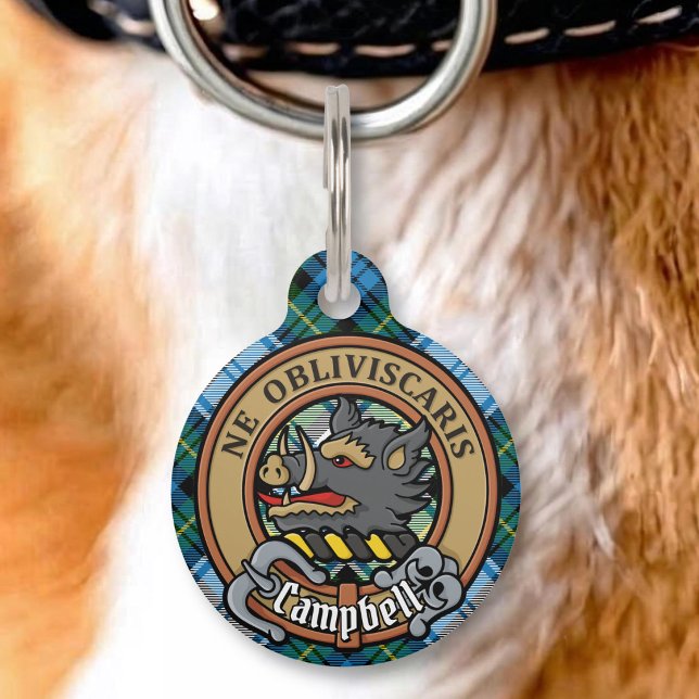 Médaillon Pour Animaux Campbell Crest sur le tartan de robe (Créateur téléchargé)