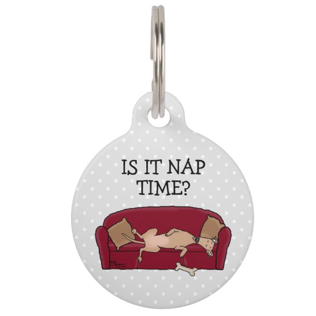 Médaillon Pour Animaux Canapé Greyhound (fawn) Chien Lazy Dormir Drôle (Devant)