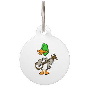 Médaillon Pour Animaux Canard drôle jouant au banjo choisir la couleur