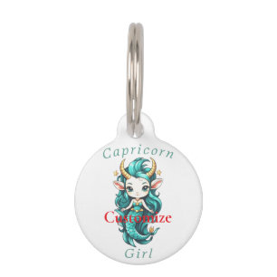 Médaillon Pour Animaux Capricorn Girl Mermaid Thunder_Cove