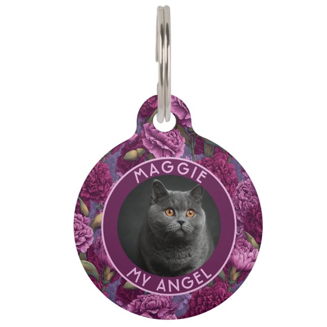 Médaillon Pour Animaux Carnations Cadeau pour propriétaire de chat audaci (Devant)