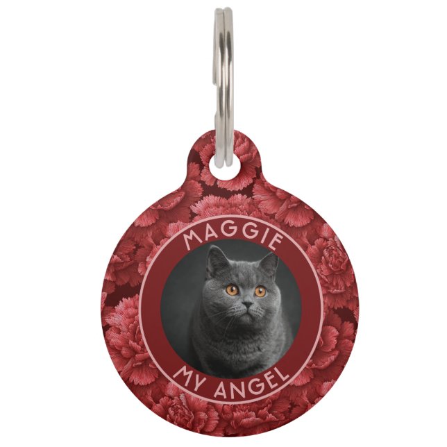 Médaillon Pour Animaux Carnations Fleur Beau Papa Chat Cadeau (Devant)