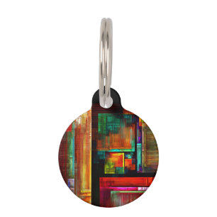 Médaillon Pour Animaux Carrés colorés Motif d'art Abstrait moderne #04