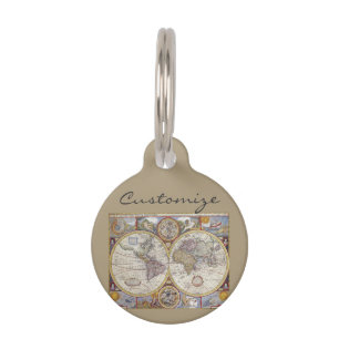 Médaillon Pour Animaux Carte de cru de voyageur du monde