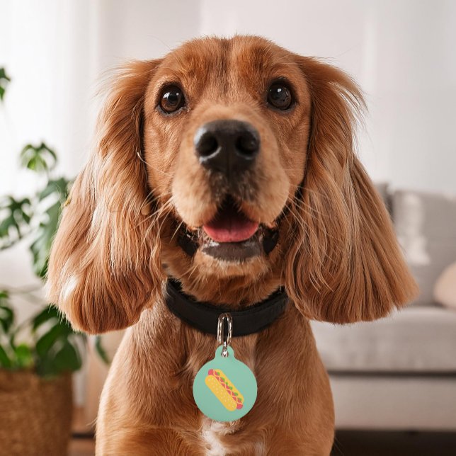 Médaillon Pour Animaux Cartographie Hot Dog Personnalisé (Créateur téléchargé)