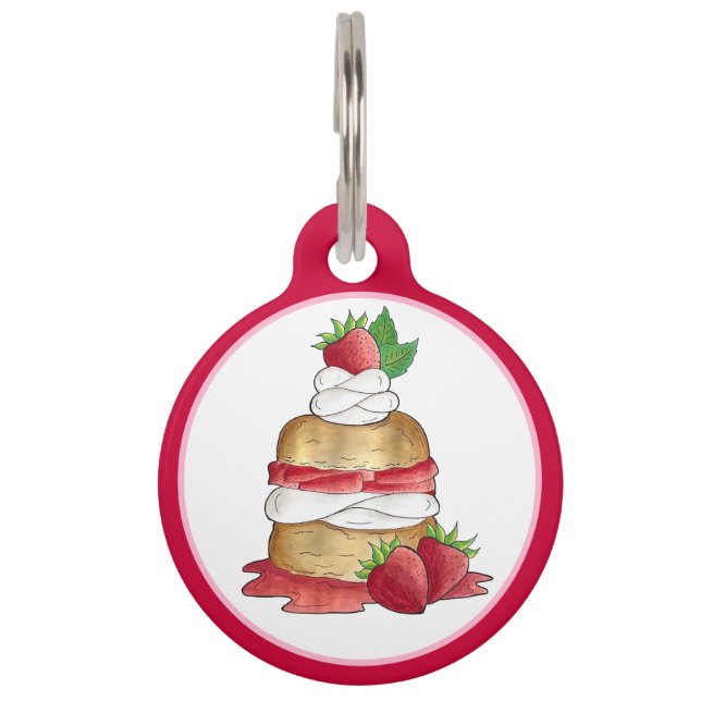 Médaillon Pour Animaux Câteau de pâtisserie aux fraises Dessert Fraises (Devant)