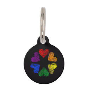 Médaillon Pour Animaux Cercle arc-en-ciel de l'amour des cœurs Fierté gay
