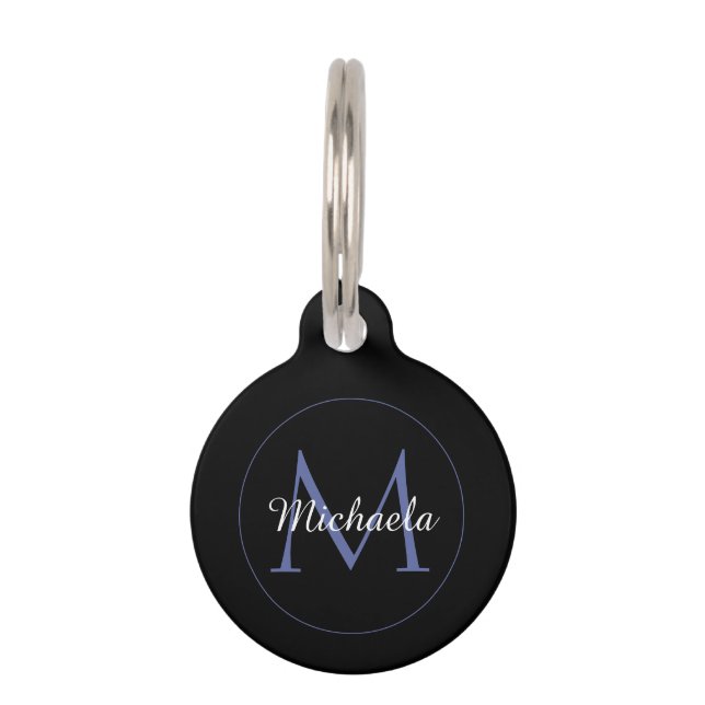 Médaillon Pour Animaux Cercle minimal moderne nom initial monogramme mode (Devant)