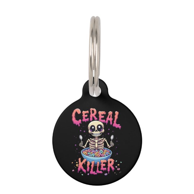Médaillon Pour Animaux Cereal Killer Breakfast Funky Cereal Bowl Skeleton (Devant)