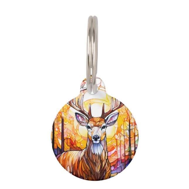 Médaillon Pour Animaux Cerf en Verre Coloré (Devant)