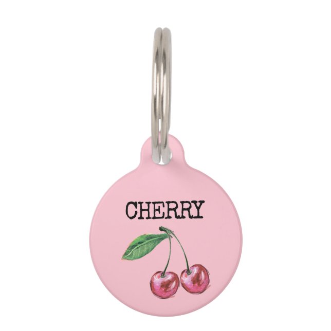 Médaillon Pour Animaux Cerise de fruits roses (Devant)