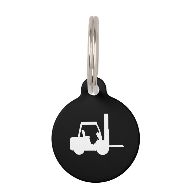 Médaillon Pour Animaux chariot élévateur noir et blanc (Devant)