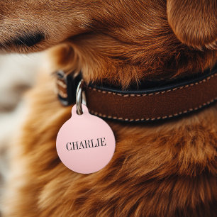 Médaillon Pour Animaux Charlie Classic Nom Monogramme Rose