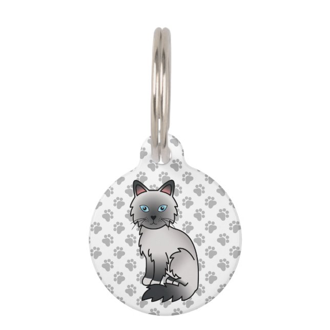 Médaillon Pour Animaux Chat Birman / Ragdoll Blue Point & Infos sur l'ani (Devant)