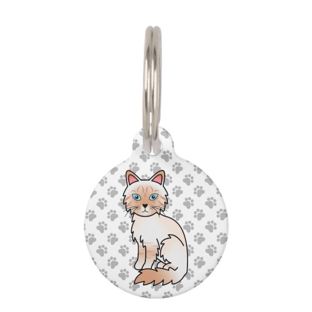 Médaillon Pour Animaux Chat Birman / Ragdoll Tabby pointe rouge & Infos s (Devant)