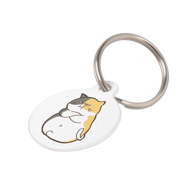 Médaillon Pour Animaux Chat calicot dodu - Autocollant Kawaii (Côté )