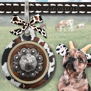 Médaillon Pour Animaux Chat de chien de marque Western Cow Print et Conch