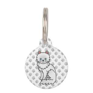 Médaillon Pour Animaux Chat de dessin animé mignon persan blanc & infos s