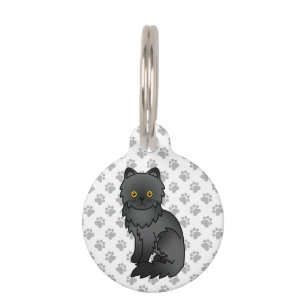 Médaillon Pour Animaux Chat de dessin animé persan noir mignon & infos su