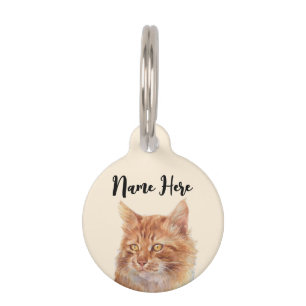 Médaillon Pour Animaux Chat de gingembre beige orange