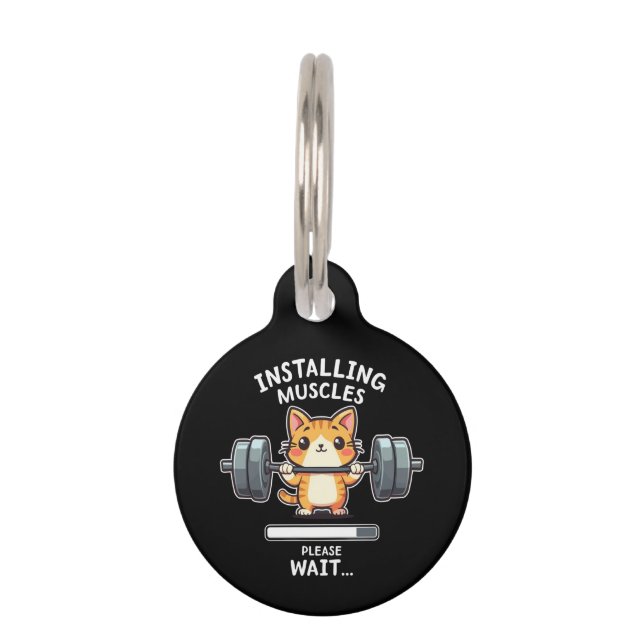 Médaillon Pour Animaux Chat drôle de gym de levage de poids Exercice  (Devant)